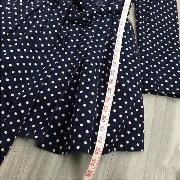 MODCLOTH WOMENS TRENCH BLUE POLKA DOT BELT BUTTON DOUBLE BREASTED SMALL - Picture 9 of 10